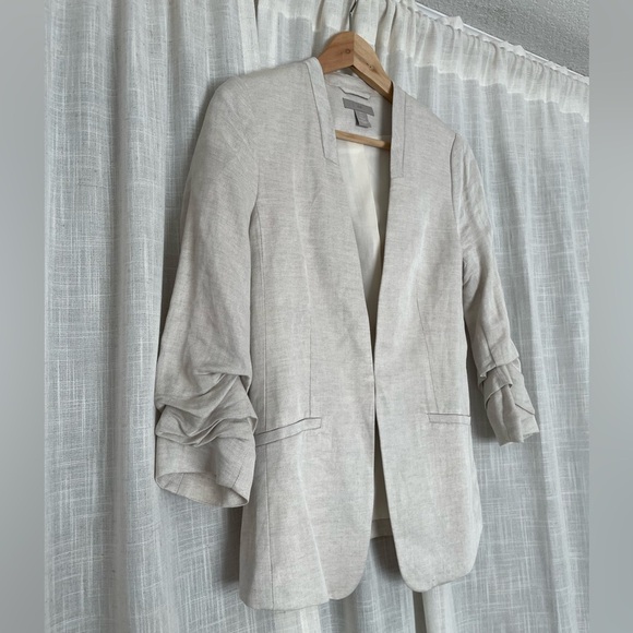 H&M Linen Collarless Blazer Size 4/S - Picture 4 of 9